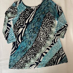 Chic Animal Print Tunic - Teal and Black